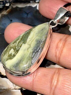 Green Larsonite Bugwood Pendant 2 1/4”